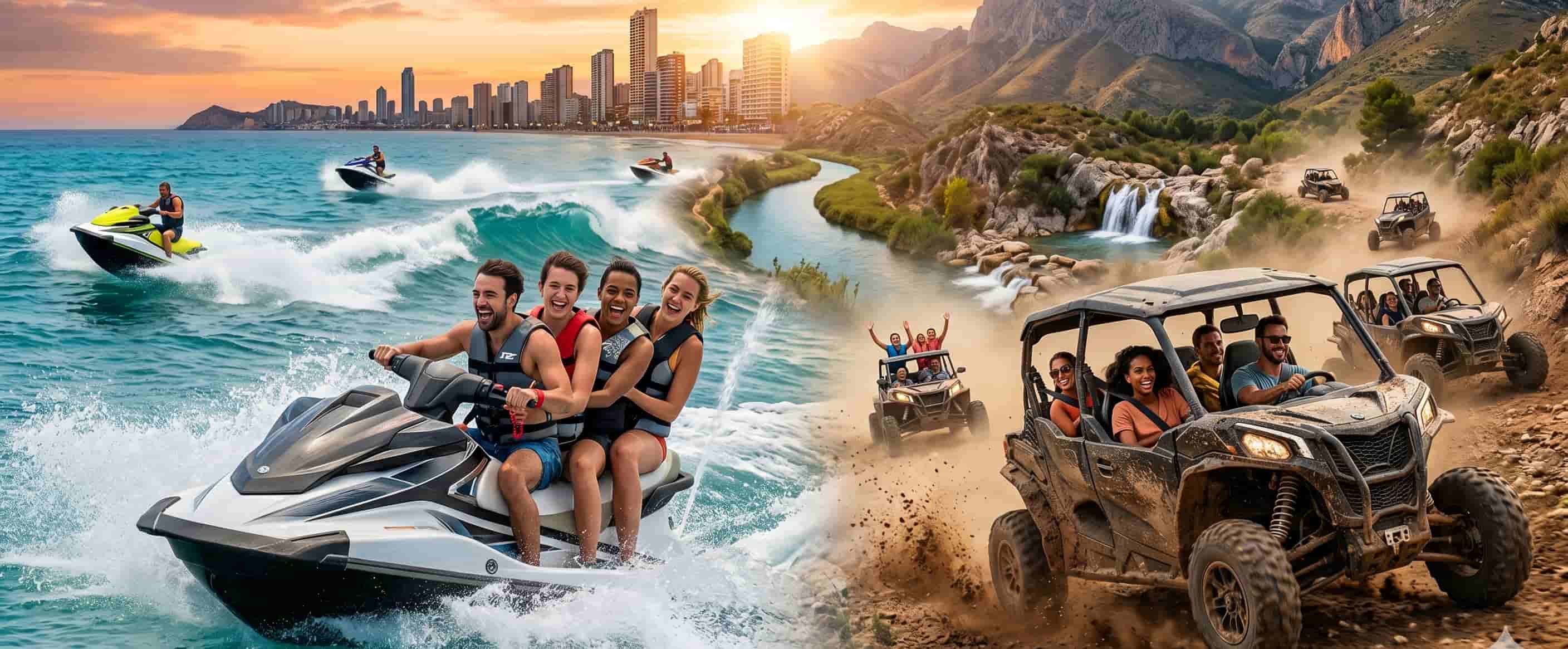 Grupo conduciendo buggies y motos de agua en Benidorm - TiToTravel.
