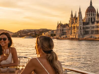 Crucero Danubio Budapest con grupo disfrutando a bordo y vistas al Parlamento húngaro | TiToTravel
